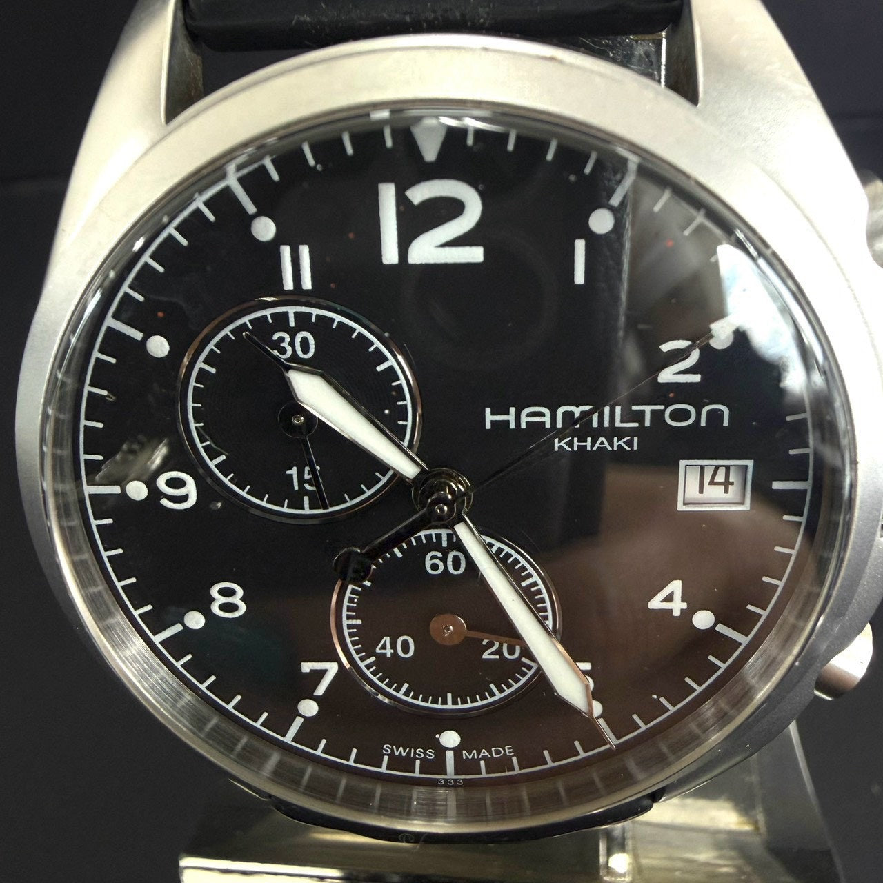 HAMILTON Khaki Aviation Pilot Pioneer Chronograph H765520 Quartz Black Dial Swiss Watch